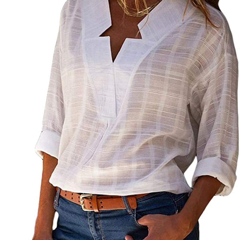 Casual V Neck Sleeve Blouses